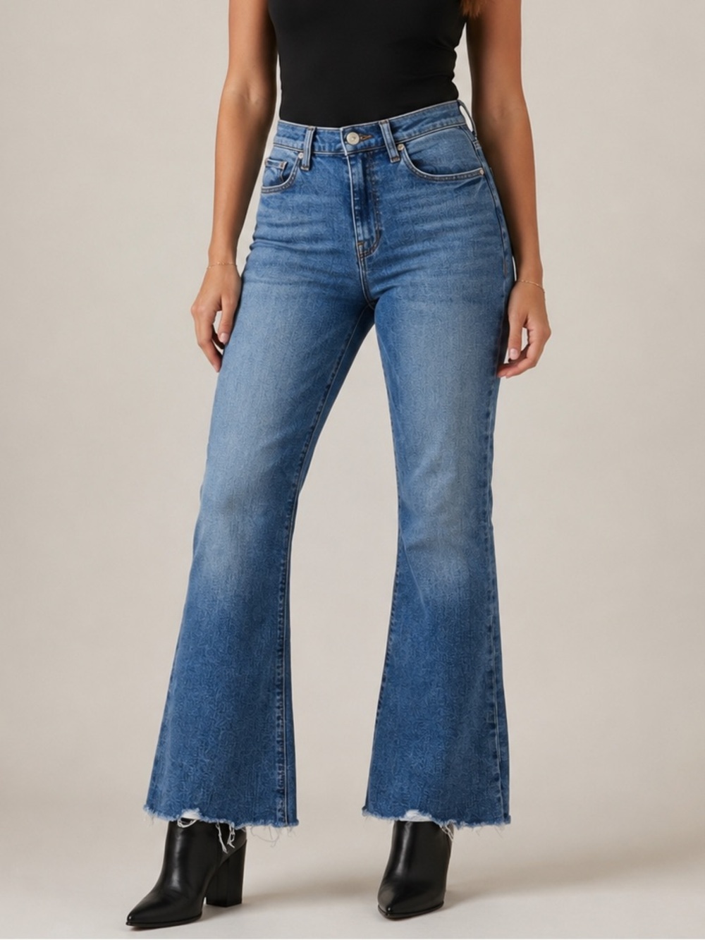 Hudson Barbara Bootcut Jeans Size 26 High Rise Raw Hem Blue Denim